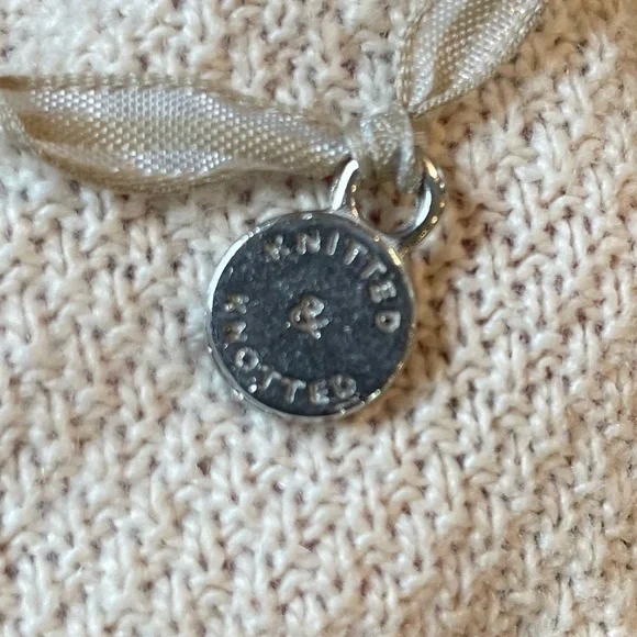 ANTHROPOLOGIE Knitted & Knotted Ivory Cardigan Felt Leaf Cashmere Cotton NWT - Picture 10 of 16